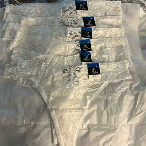 INC Intimates Women’s Lace Thong Bundle XL NWT Lot of 6pcs Washed White